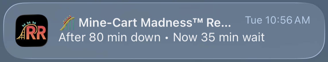 Ride drop alert notification