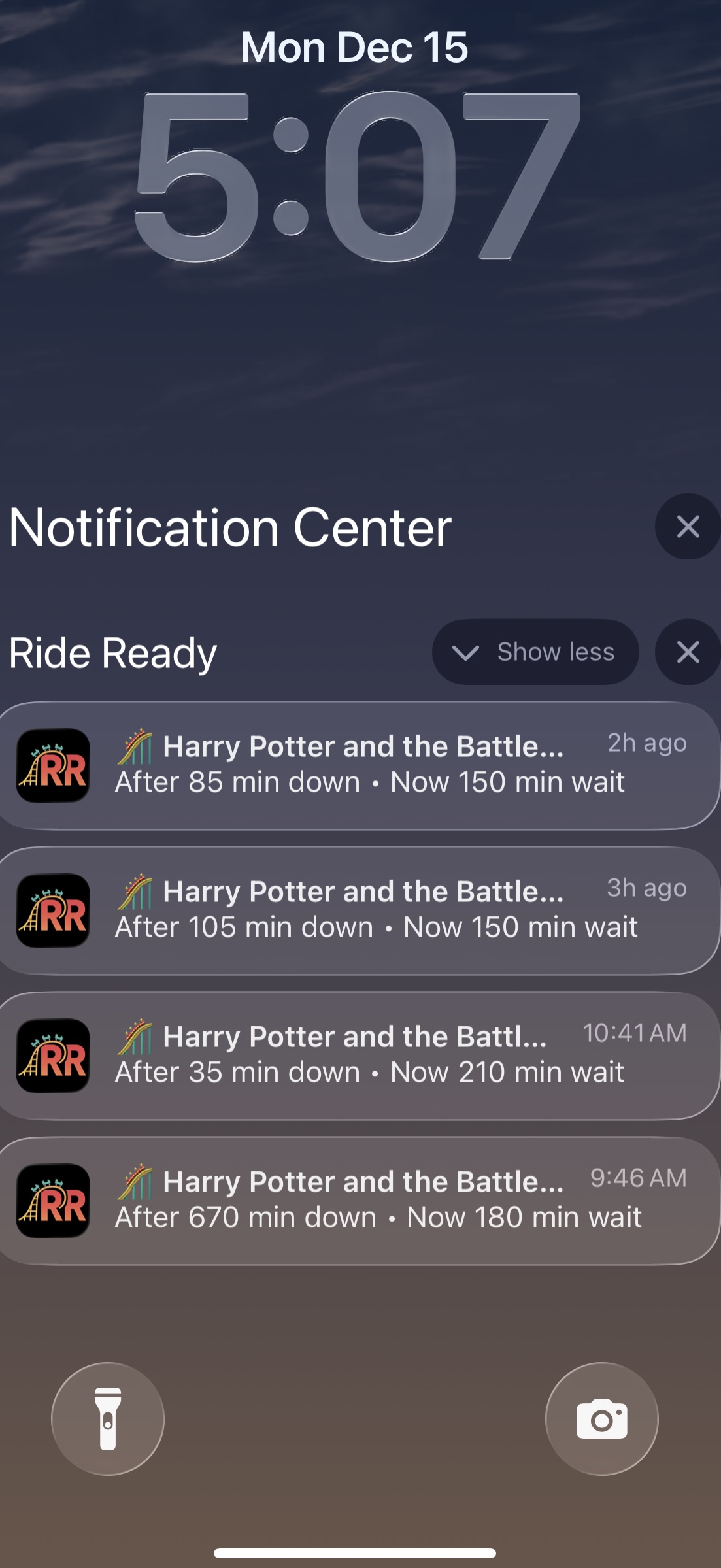 Push notifications for wait times
