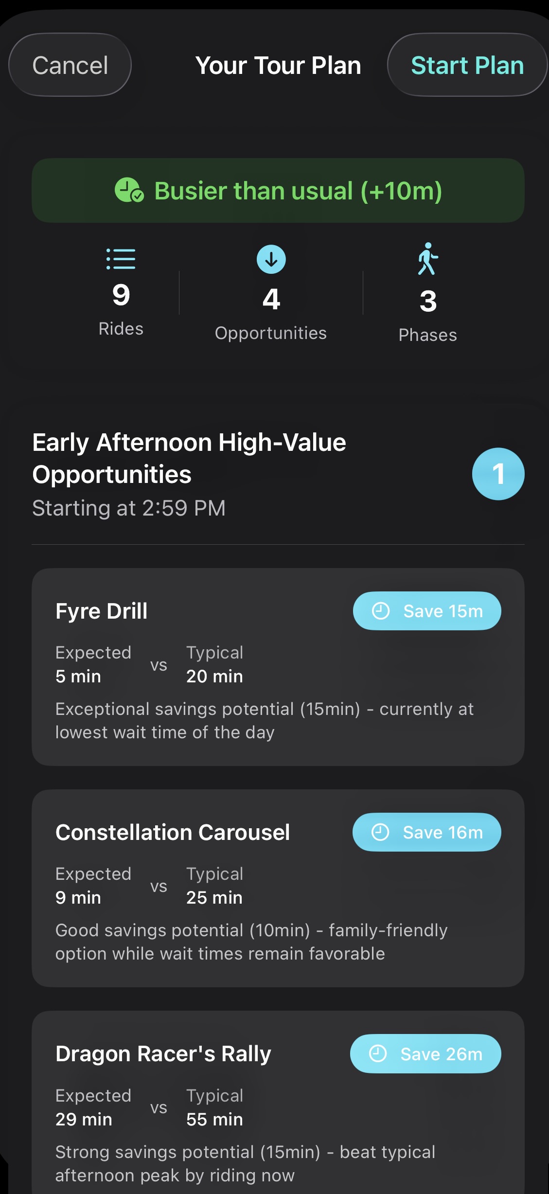 AI-generated touring plan