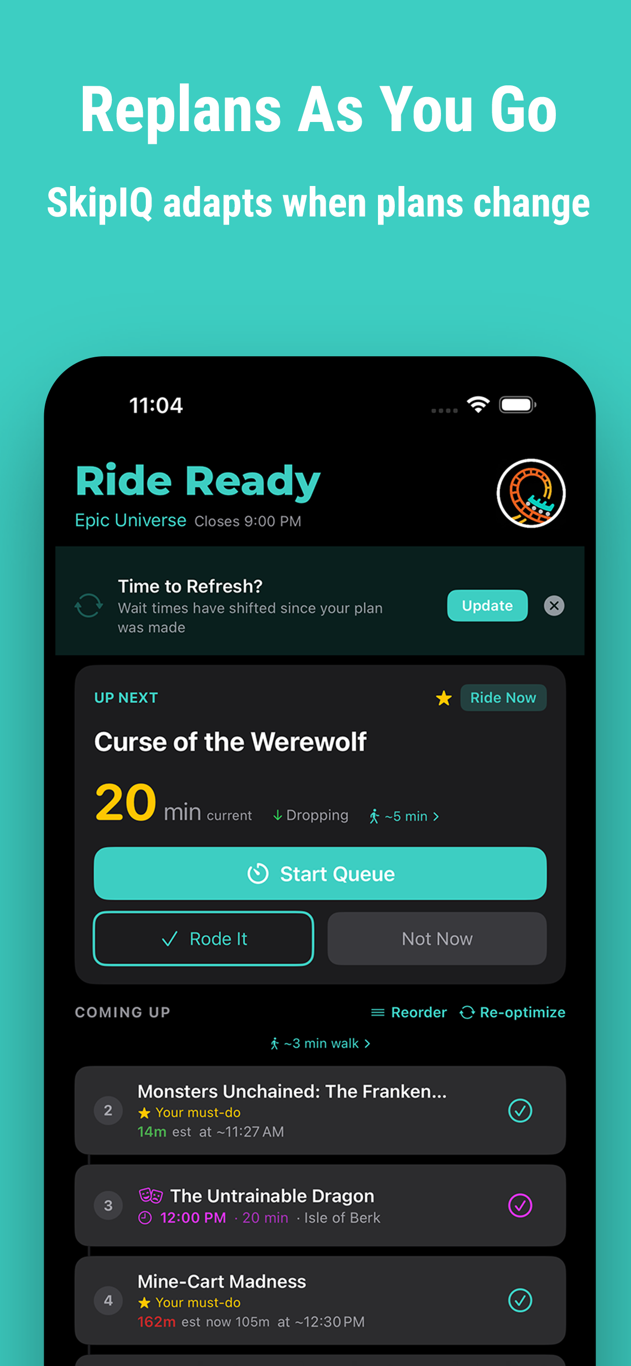 Plan updates automatically every 30 minutes